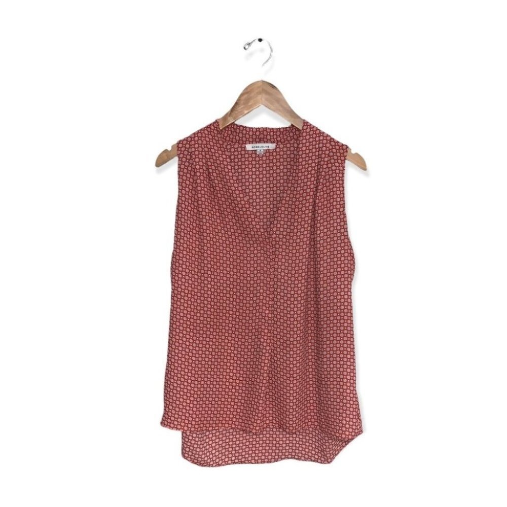 Rose + Olive Sleeveless‎ Blouse Medium Red Orange Citrus Floral Anthropologie